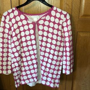 Pink and white polka dot blouse, size medium